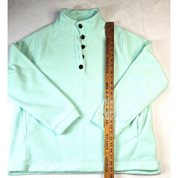 J.Crew Fleece Pullover Sweatshirt XL Mint Green Button Collar - Picture 2 of 6